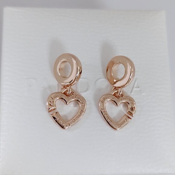 Pandora Linked Sister Hearts Split Dangle Charm with box Rose Gold Plated - Picture 4 of 6